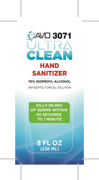 236 mL Label (Avo 3071 Ultra Clean Hand Sanitizer Liquid Labels 8oz 1 4 29 2020)